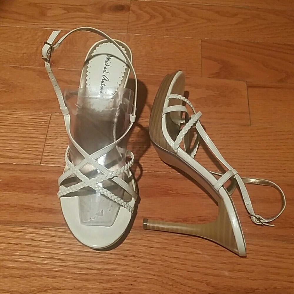 Michael Antonio Strappy Braided White Sandal
